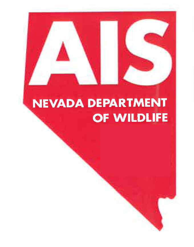 A red outline of the state of Nevada that says "AIS" in big bold letters, and "Nevada Department of Wildlife."
